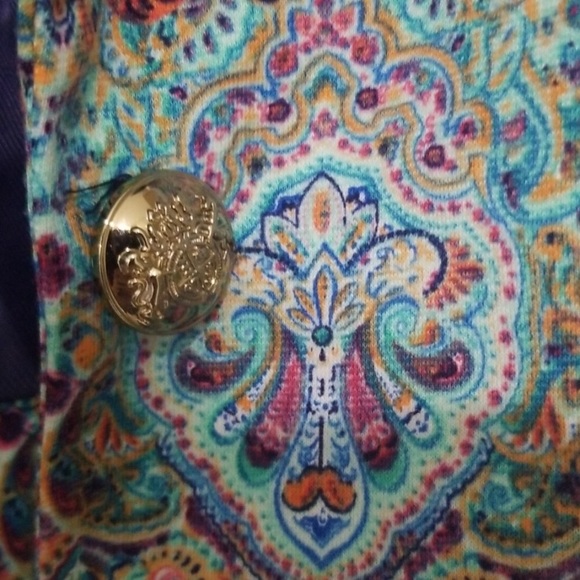Vero Paisley Pattern Teal Multicolor Blazer - Picture 4 of 5
